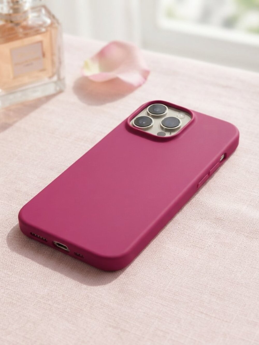 Magenta Silicone Case for iPhone 15 Pro Max - Vibrant Hot Pink